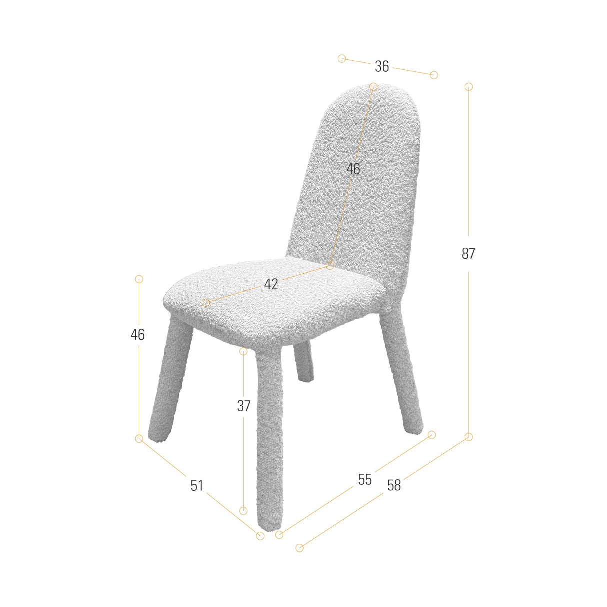 Silla de Comedor Mollen Beige 51x87cm con Espaldar - SILLAS Y BUTACOS | Bylmo