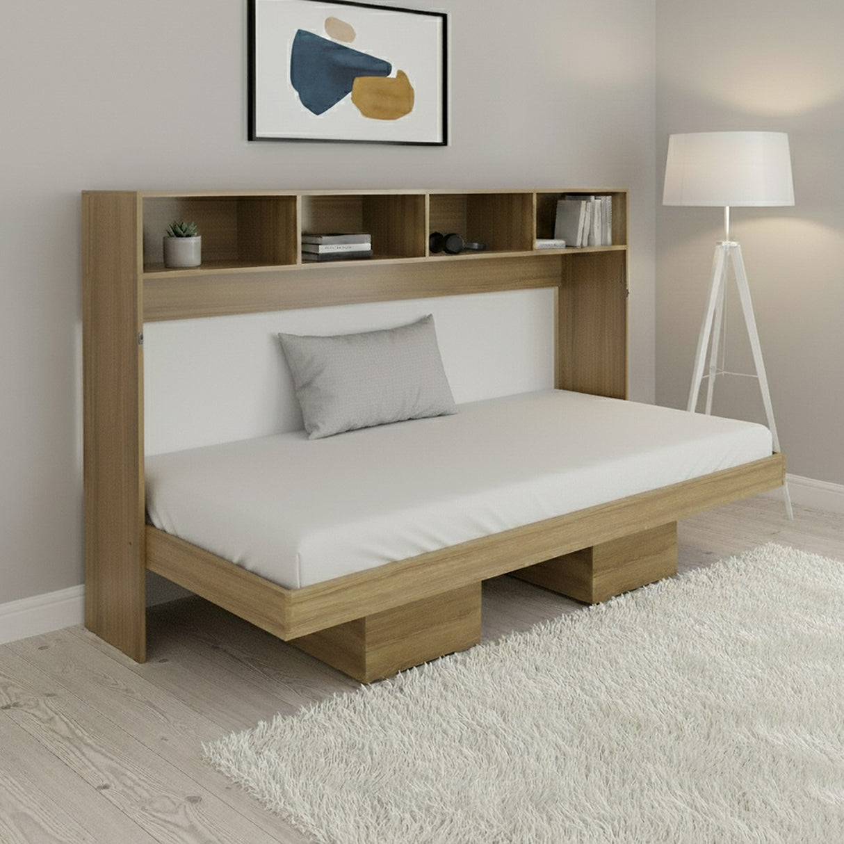 Cama Abatible Toledo Almendra 195.8x121.6cm para Colchón Sencilla 90 X 190 Cm - CAMAS | Bylmo