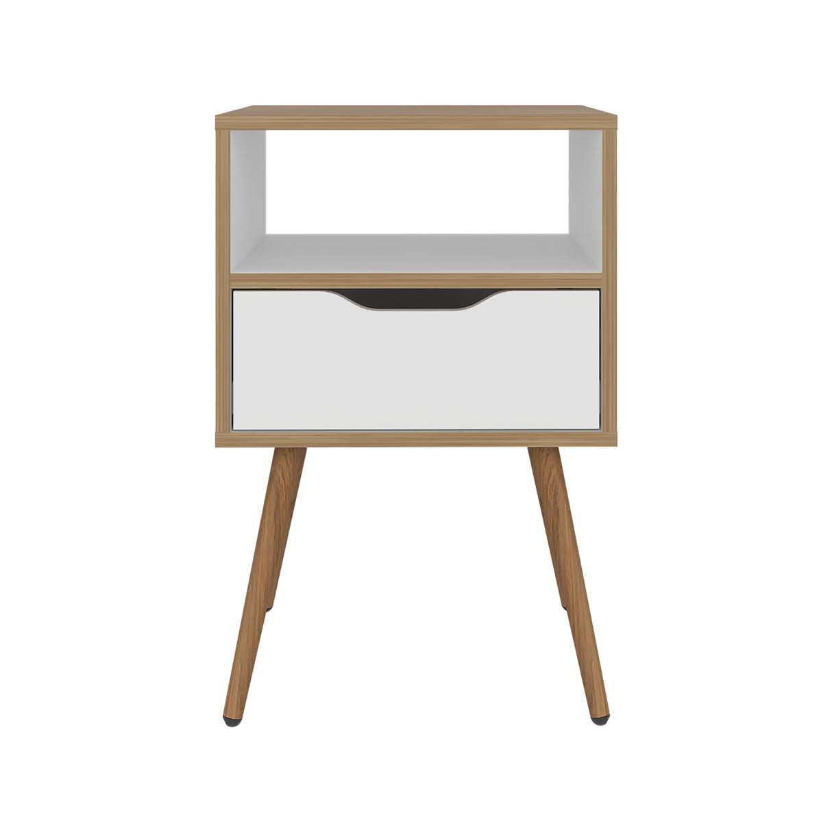 Mesa de Noche Otom Fresno y Blanco 40x63cm con Un Cajón y Un Compartimiento - MESAS DE NOCHE | Bylmo