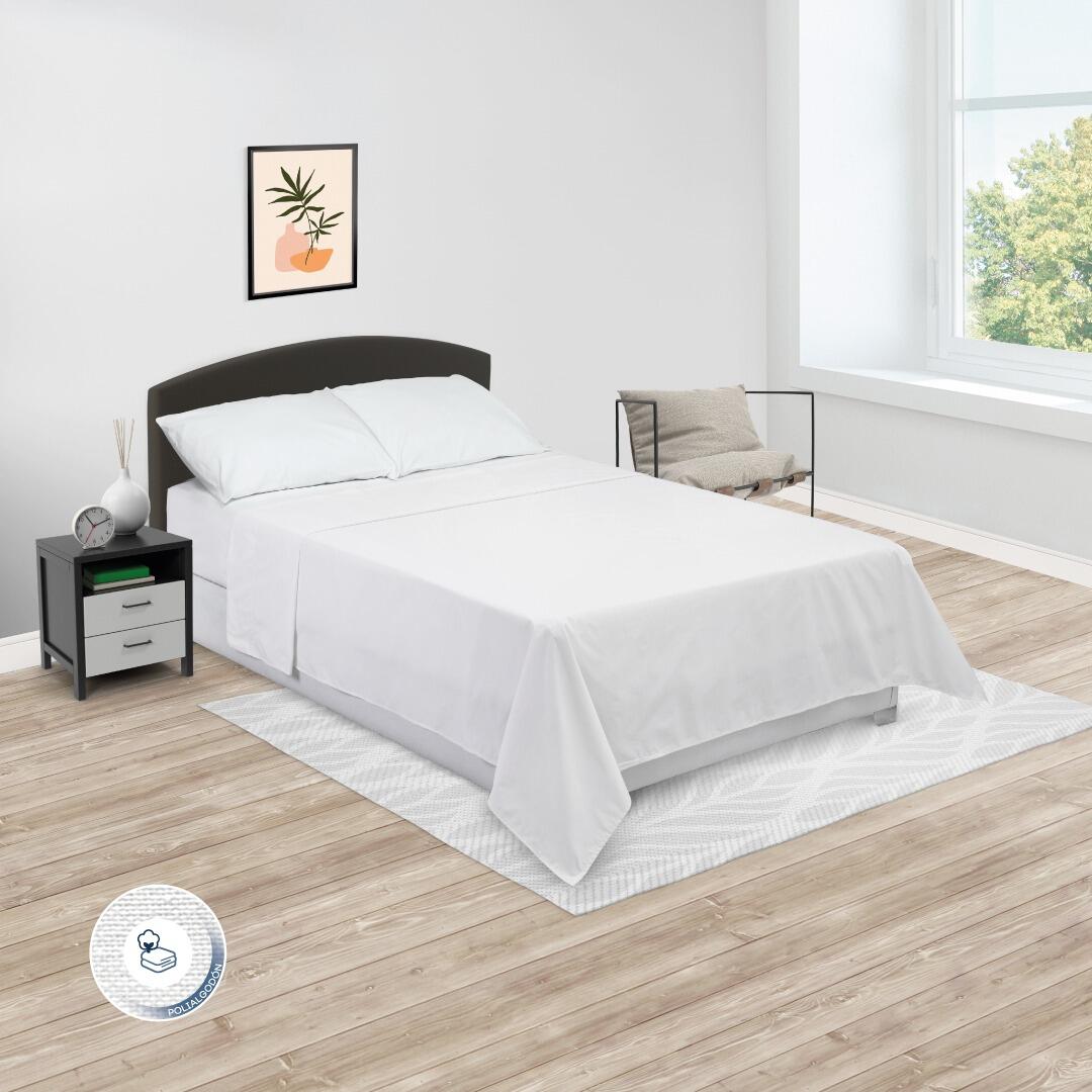 Juego de Sabanas Hotelera Blanco Para Cama Semidoble 120 X 190 Cm 180 Hilos Fondo Entero - SABANAS | Bylmo