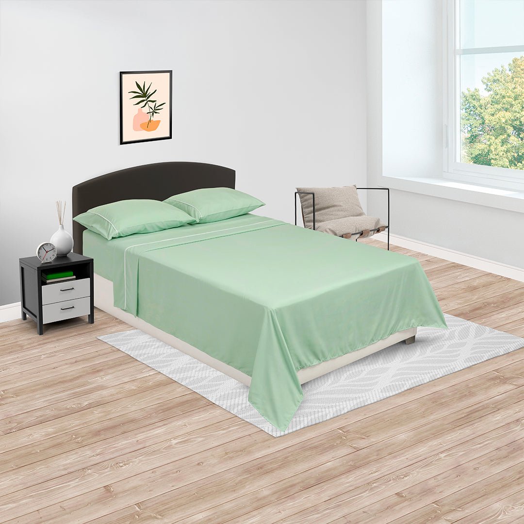 Juego de Sabanas Básicos Verde Pistacho Para Cama Semidoble 120 X 190 Cm Fondo Entero - SABANAS | Bylmo