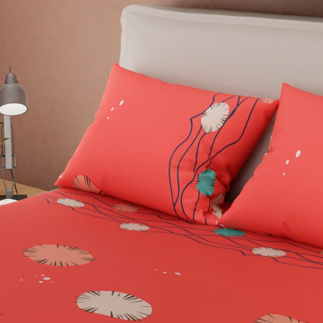 Juego de Sabanas Destellos de Vida Salmón Para Cama Queen 160 X 190 Cm de Destellos - SABANAS | Bylmo