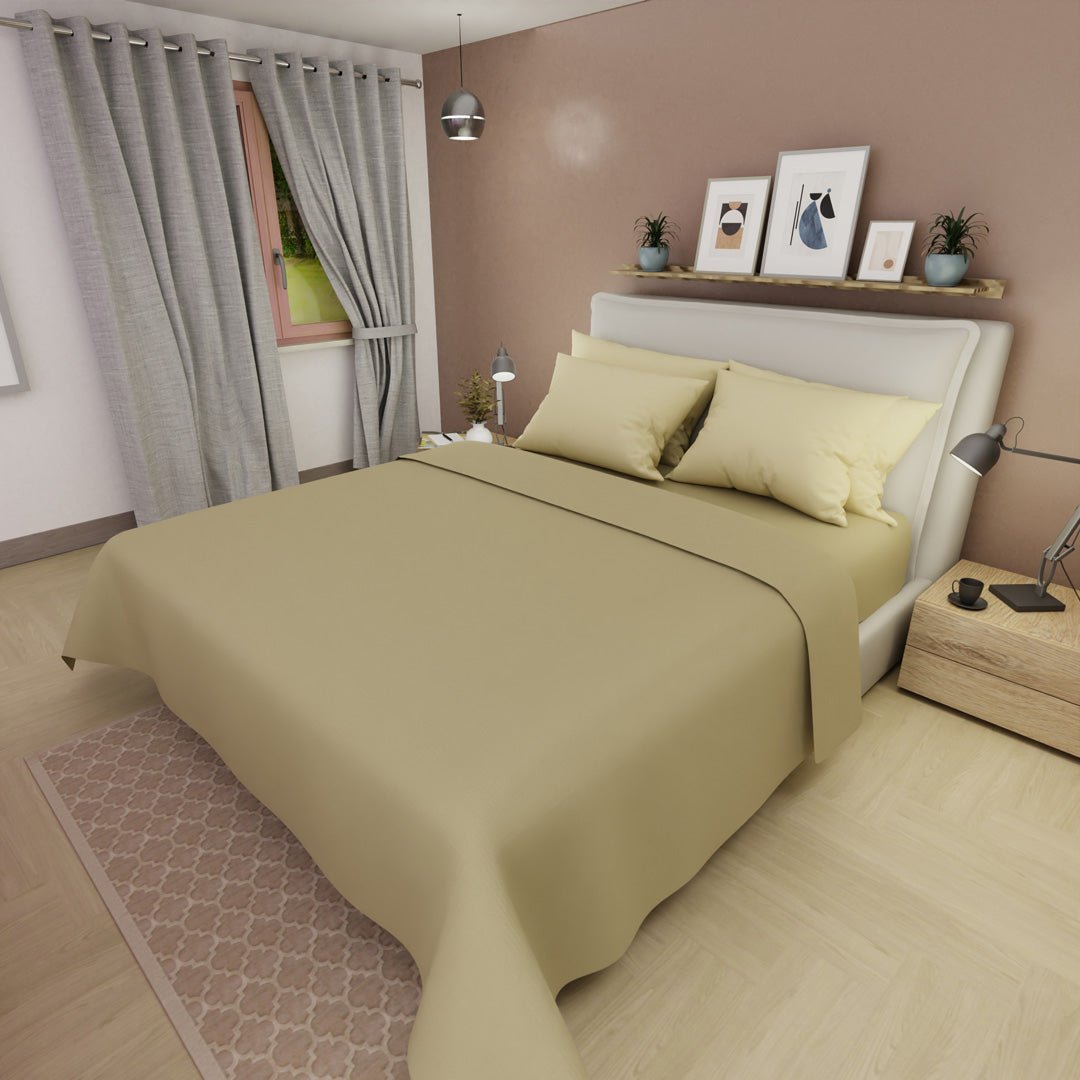 Juego de Sabanas My House Amarillo Para Cama Doble 140 X 190 Cm Fondo Entero - SABANAS | Bylmo