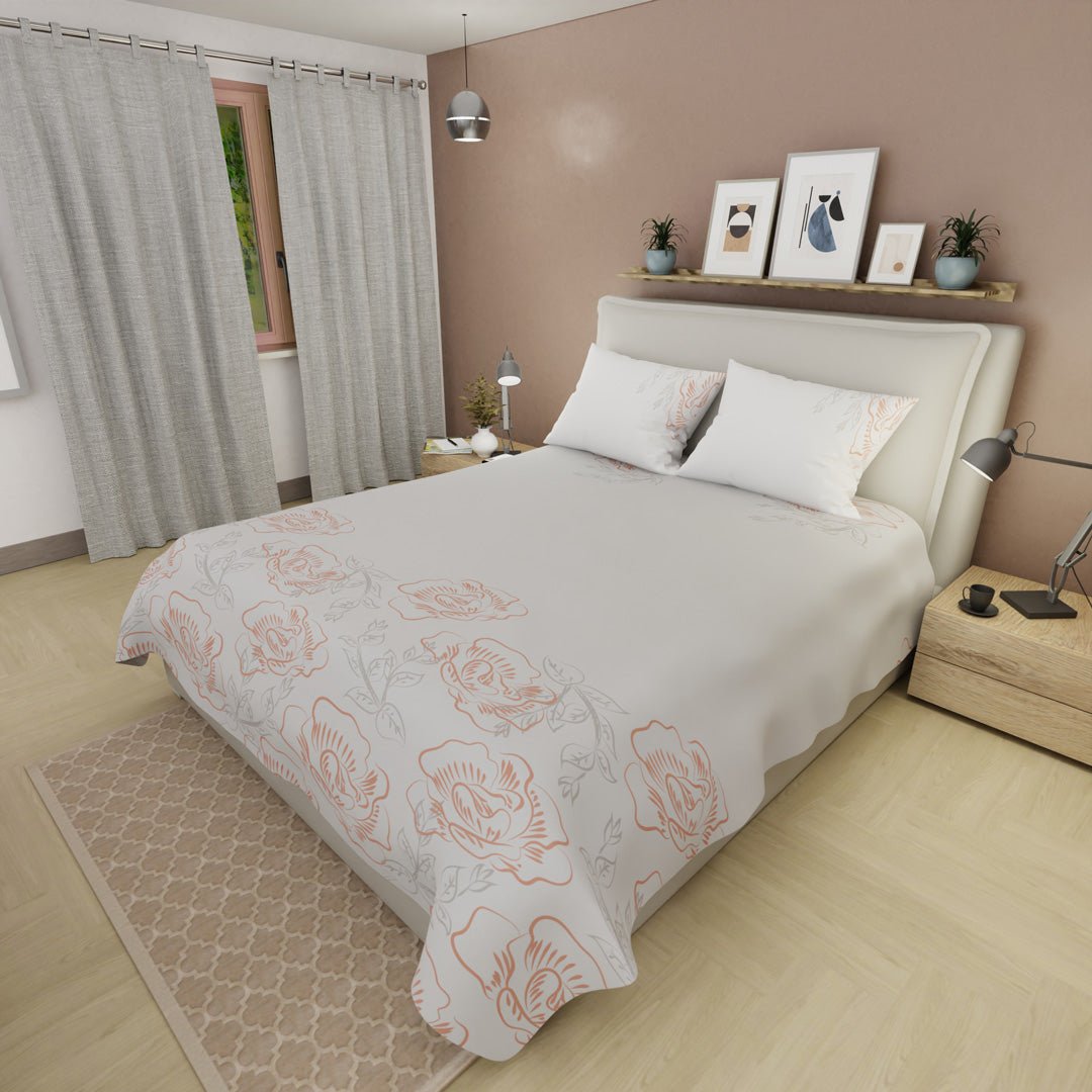 Juego de Sabanas Tranquilidad Floral Beige Para Cama King 200 X 200 Cm 250 Hilos de Flores Beige - SABANAS | Bylmo