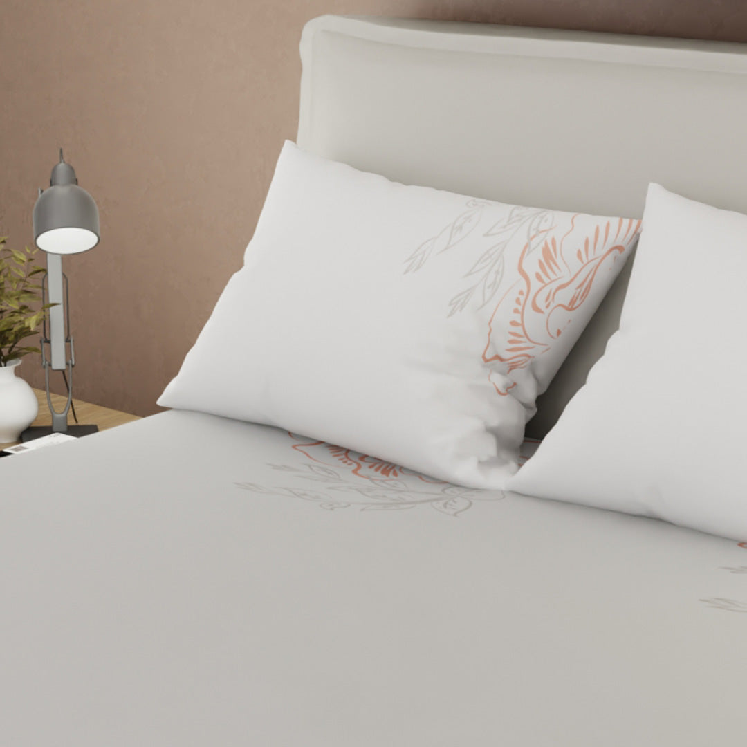 Juego de Sabanas Tranquilidad Floral Beige Para Cama King 200 X 200 Cm 250 Hilos de Flores Beige