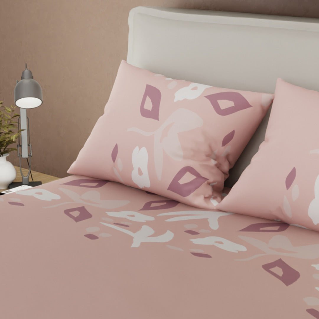 Juego de Sabanas Dulce Abstracción Rosa Para Cama King 200 X 200 Cm 250 Hilos de Hojas Y Flores - SABANAS | Bylmo