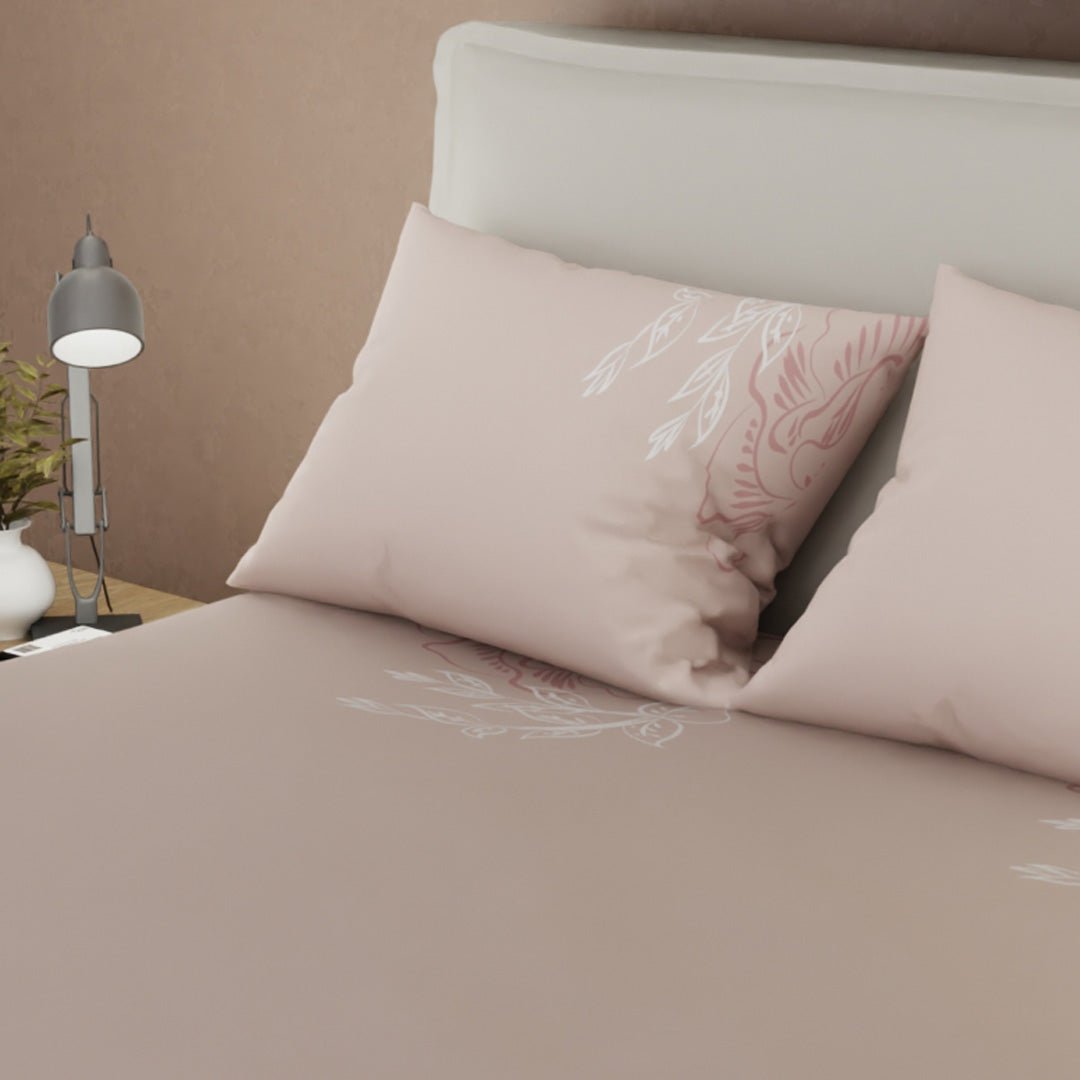 Juego de Sabanas Tranquilidad Floral Rosa Para Cama King 200 X 200 Cm 250 Hilos de Hojas Y Flores - SABANAS | Bylmo