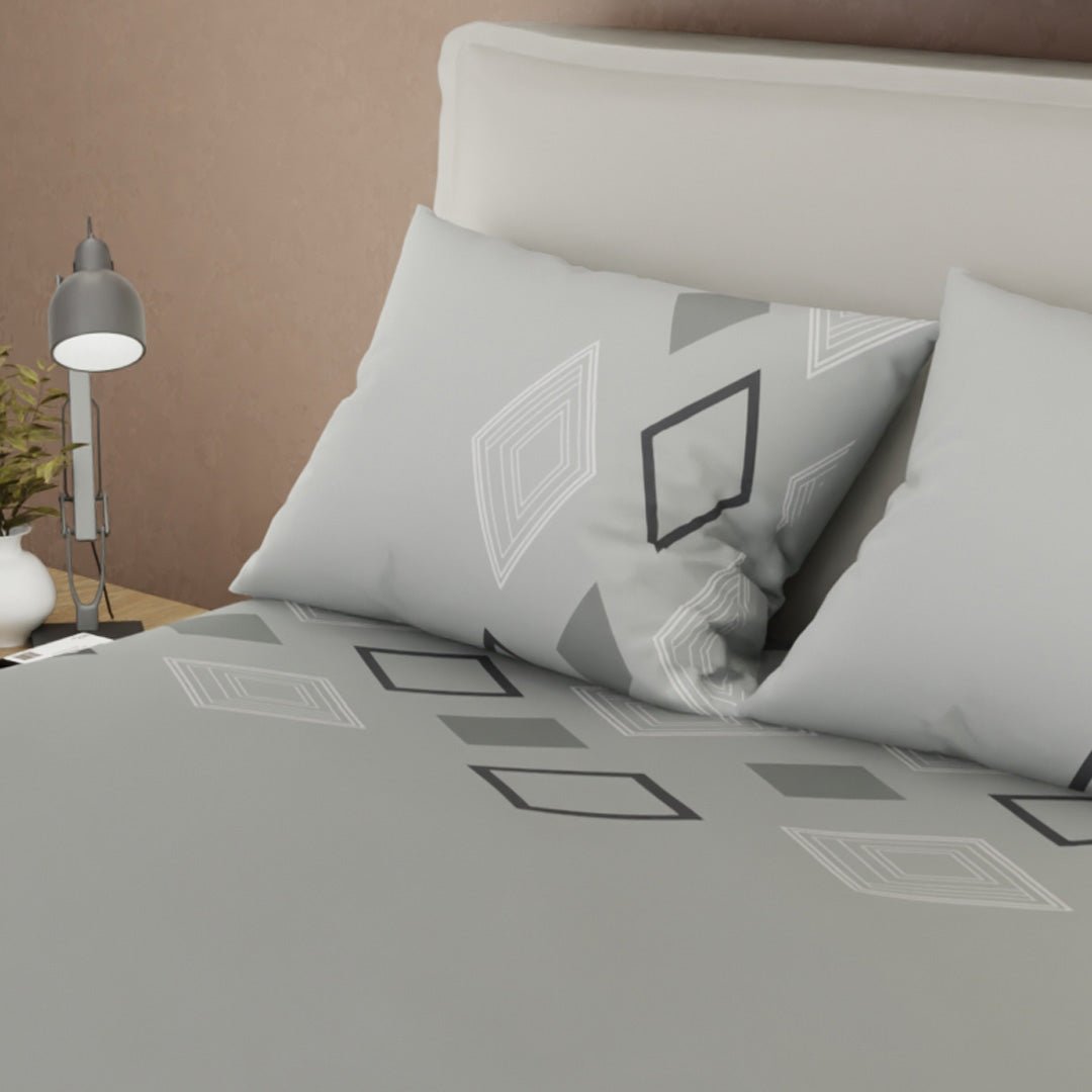 Juego de Sabanas Ecos de Diamante Gris Para Cama King 200 X 200 Cm 250 Hilos de Rombos - SABANAS | Bylmo