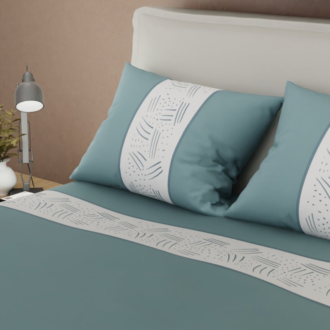 Juego de Sabanas Horizonte Artiko y Blanco Para Cama Doble 140 X 190 Cm 250 Hilos de Lineas - SABANAS | Bylmo