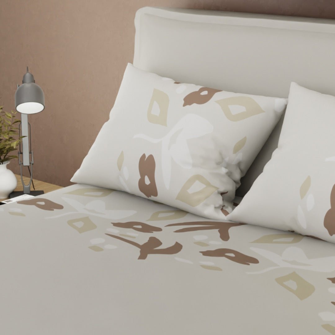 Juego de Sabanas Dulce Abstracción Beige Para Cama Doble 140 X 190 Cm 250 Hilos de Pajaros - SABANAS | Bylmo