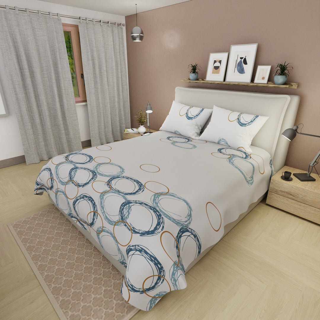 Juego de Sabanas Aros al Viento Gris Para Cama Queen 160 X 190 Cm 250 Hilos de Circulos - SABANAS | Bylmo