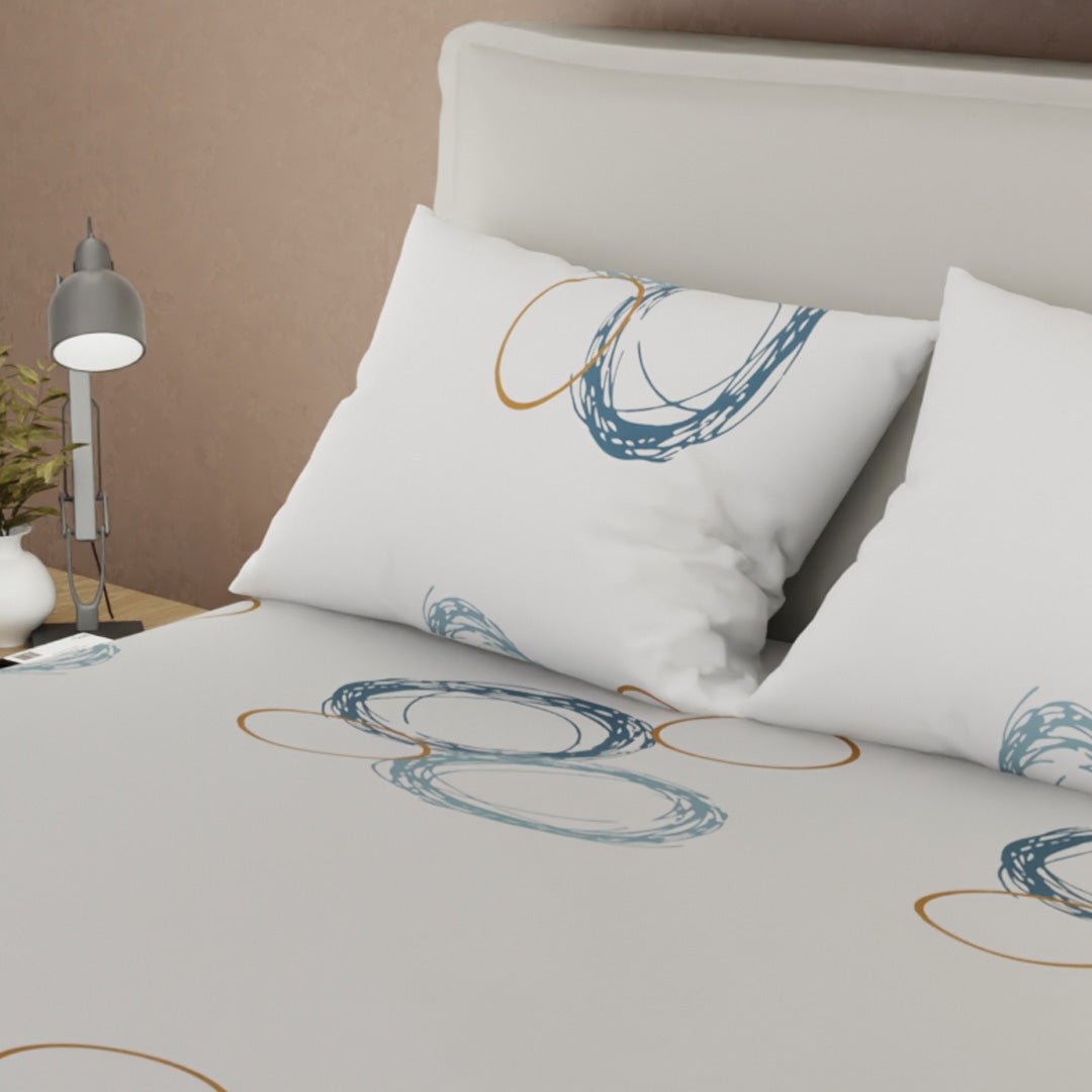 Juego de Sabanas Aros al Viento Gris Para Cama Queen 160 X 190 Cm 250 Hilos de Circulos - SABANAS | Bylmo