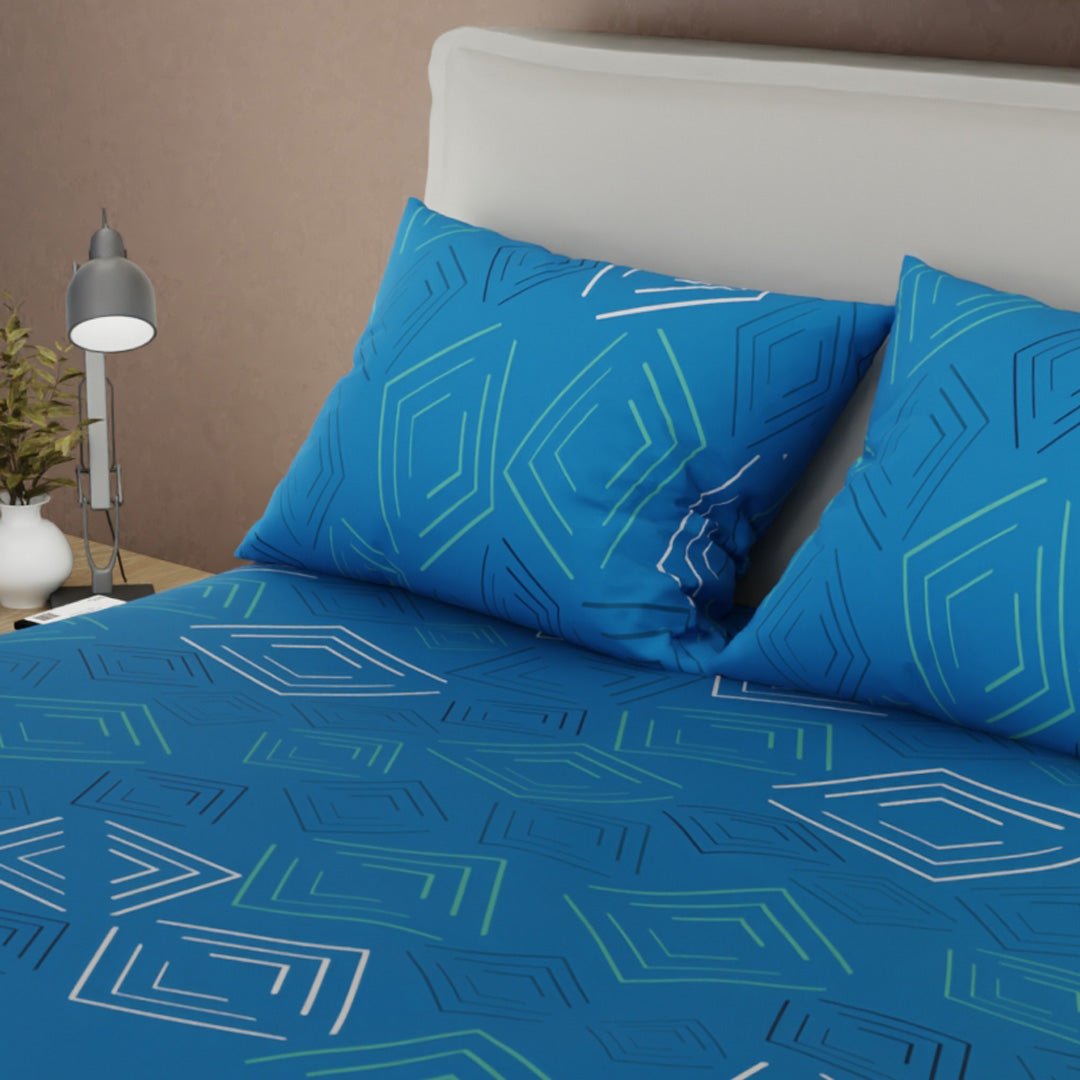 Juego de Sabanas Trazos Digitales Azul Para Cama King 200 X 200 Cm de Lineas - SABANAS | Bylmo