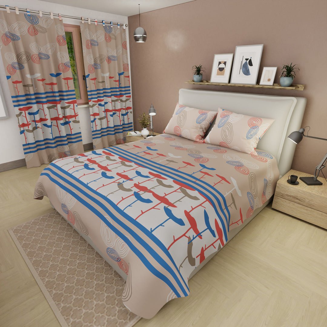 Juego de Sabanas Espiral de Sueños Crema Para Cama Semidoble 120 X 190 Cm de Circulos Y Flores - SABANAS | Bylmo