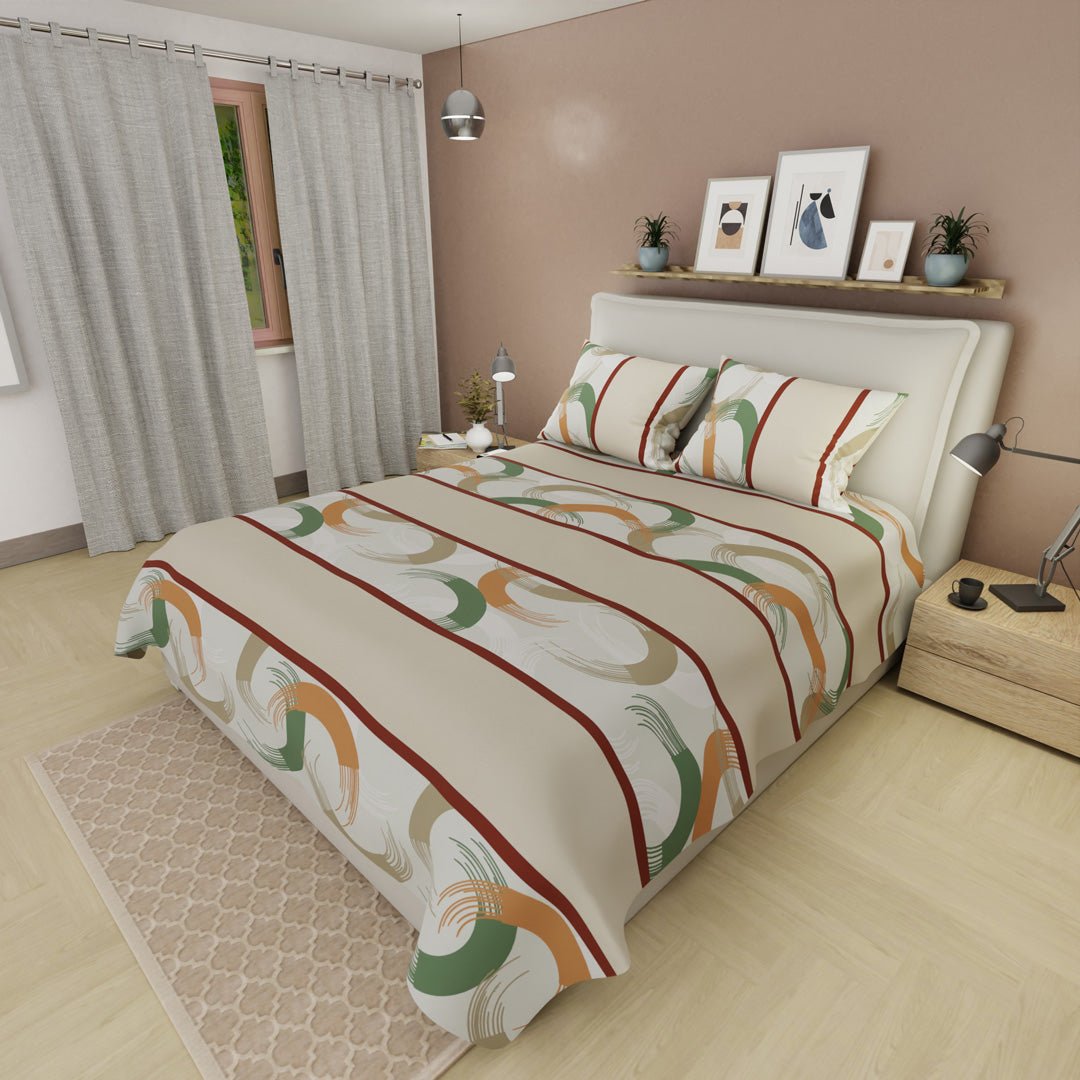 Juego de Sabanas Susurro Beige Para Cama Doble 140 X 190 Cm 180 Hilos de Circulos - SABANAS | Bylmo