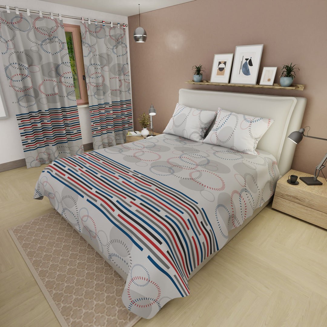 Juego de Sabanas Grafito Para Cama Doble 140 X 190 Cm de Circulos Y Lineas - SABANAS | Bylmo