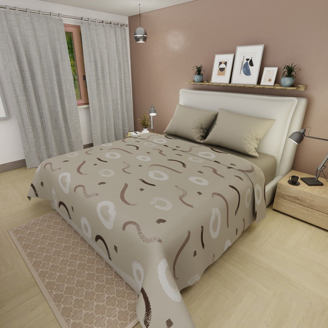 Juego de Sabanas Tendenza Beige Claro Para Cama Doble 140 X 190 Cm de Lineas Ondulantes - SABANAS | Bylmo