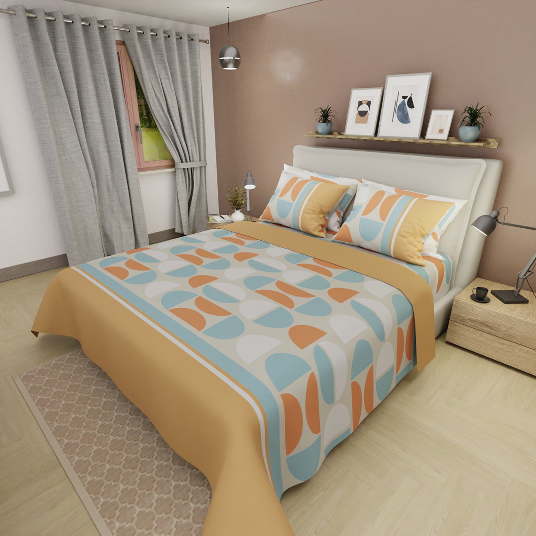 Juego de Sabanas Style 4 Naranja Para Cama King 200 X 200 Cm de Circulos