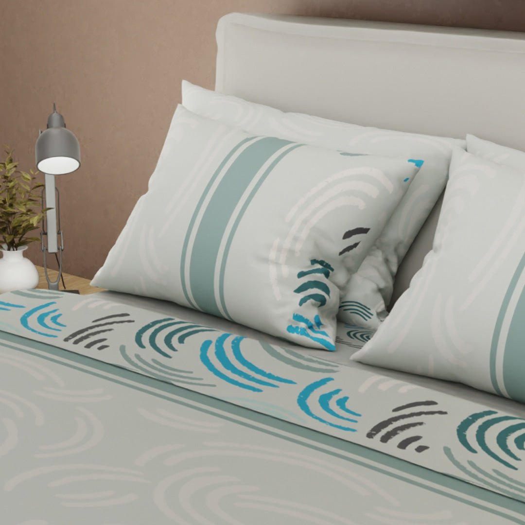 Juego de Sabanas Style 4 Gris Para Cama King 200 X 200 Cm de Lineas Ondulantes - SABANAS | Bylmo