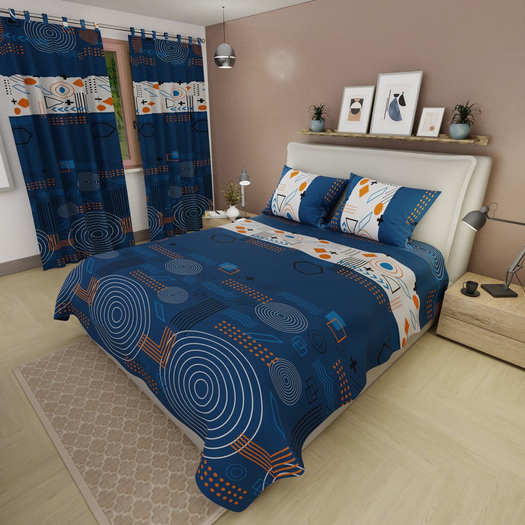 Juego de Sabanas Fusión Moderna Azul Para Cama Sencilla 100 X 190 Cm de Figuras - SABANAS | Bylmo