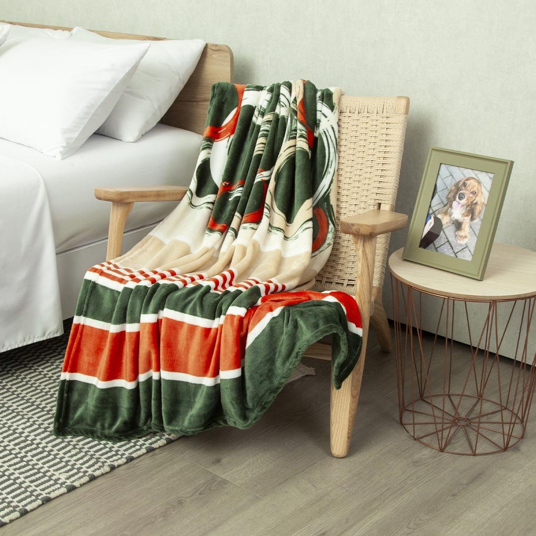 Cobija Piel de Durazno Verde y Naranja 180x200cm de Circulos - COBIJAS Y MANTAS | Bylmo