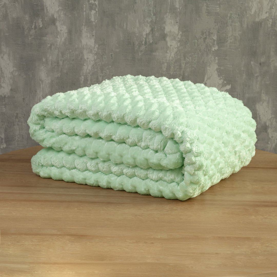 Cobija Texture Verde Menta 180x200cm Fondo Entero - COBIJAS Y MANTAS | Bylmo