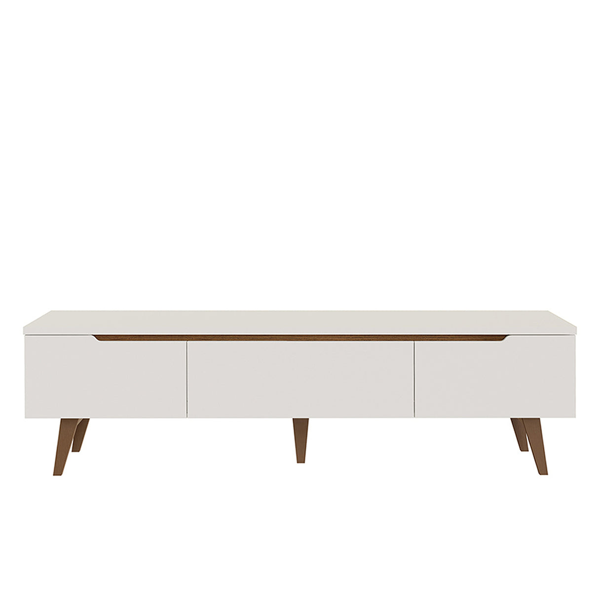 Rack de TV Doha Blanco y Marrón 180x50cm para TV Hasta 80" Pulgadas con Un cajón y Dos Compartimientos - MUEBLES DE TV | Bylmo