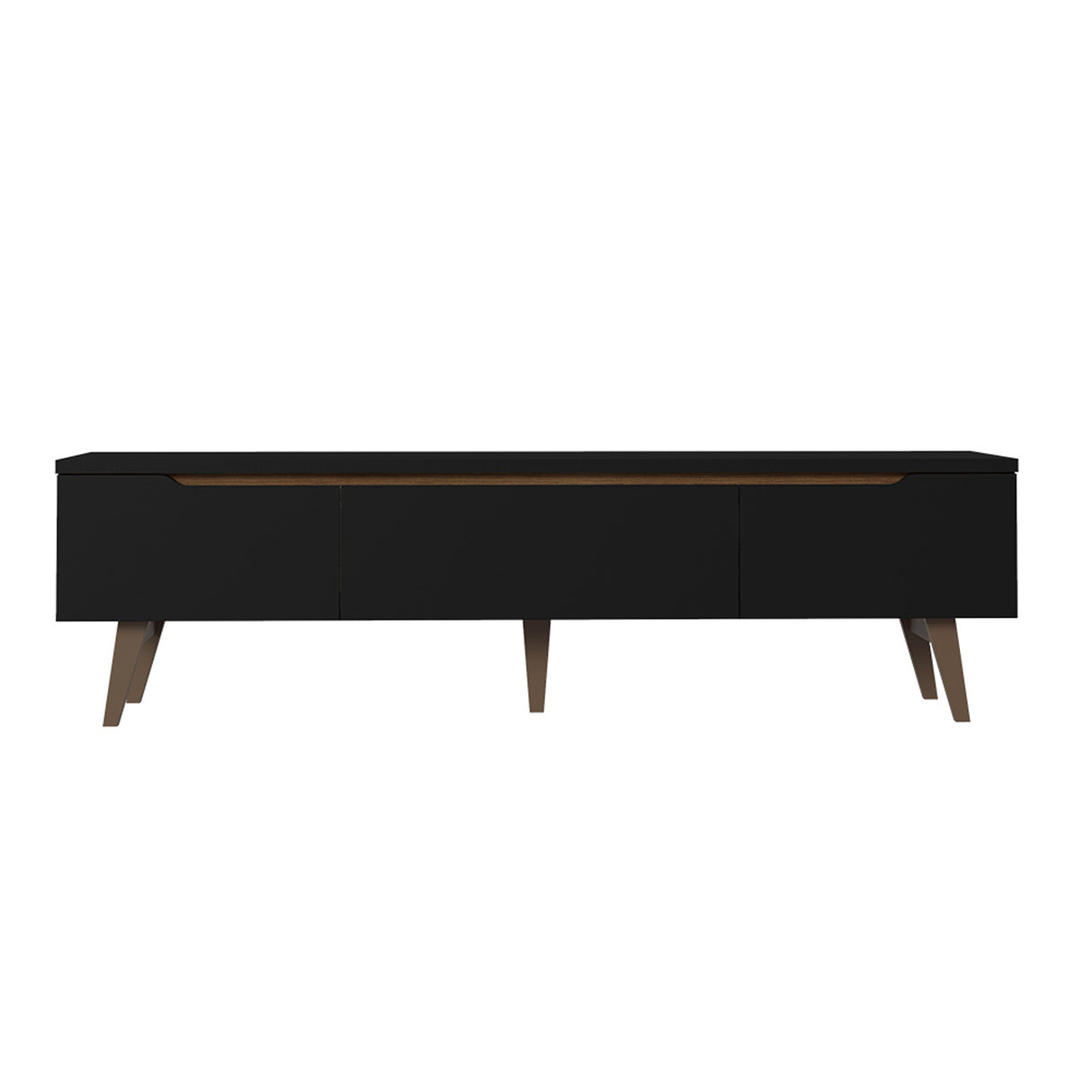 Rack de TV Doha Negro y Marrón 180x50cm para TV Hasta 80" Pulgadas con Un cajón y Dos Compartimientos - MUEBLES DE TV | Bylmo