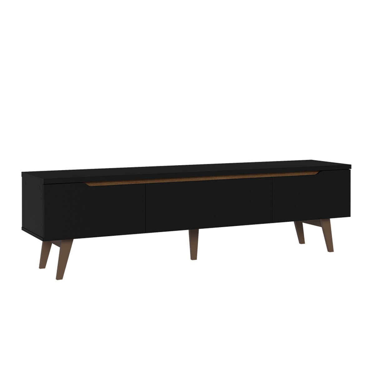 Rack de TV Doha Negro y Marrón 180x50cm para TV Hasta 80" Pulgadas con Un cajón y Dos Compartimientos - MUEBLES DE TV | Bylmo
