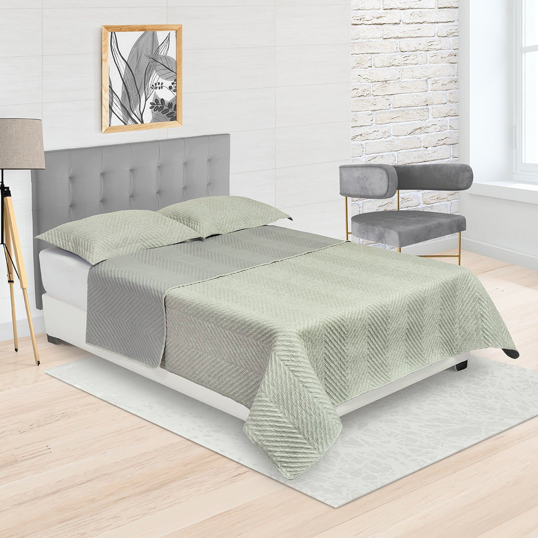 Tendido Kyoto Gris para Cama King 200 X 200 Cm Fondo Entero - TENDIDOS Y CUBRELECHOS | Bylmo