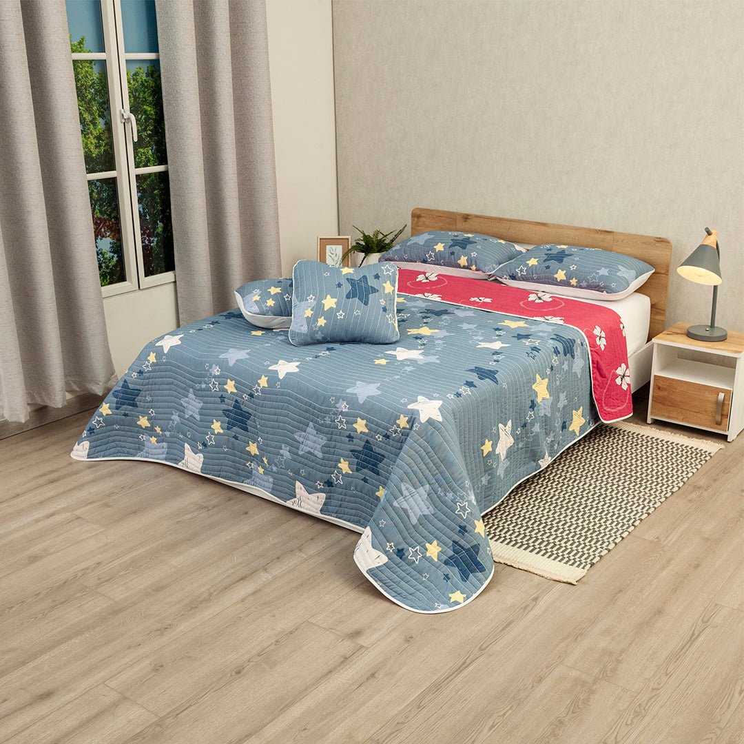 Cubrelecho Doble Faz Ramillete de Colores Fucsia y Naranja para Cama Semidoble 120 X 190 Cm Prensado de Flores - TENDIDOS Y CUBRELECHOS | Bylmo