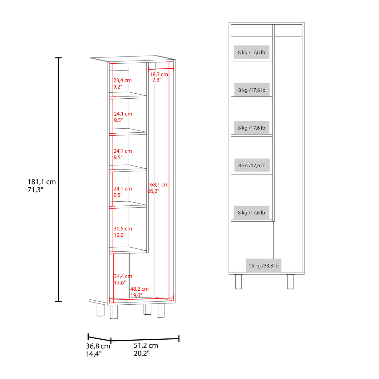 Mueble de Aseo Nala Cartagena 51.2x181.1cm para Organizar con Dos Puertas - MUEBLES DE ASEO Y ROPAS | Bylmo