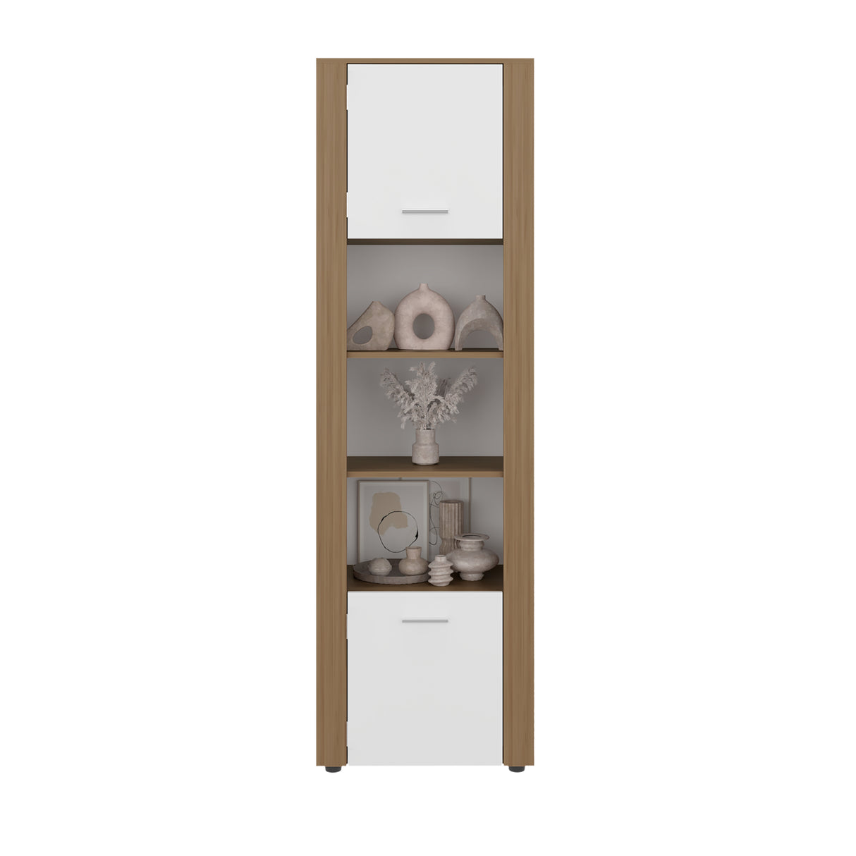 Estantería Tanalea Kronos y Fresno 56x185cm Rectangular con Cinco Compartimientos y Cuatro Entrepaños - BIBLIOTECAS Y ESTANTERIAS | Bylmo