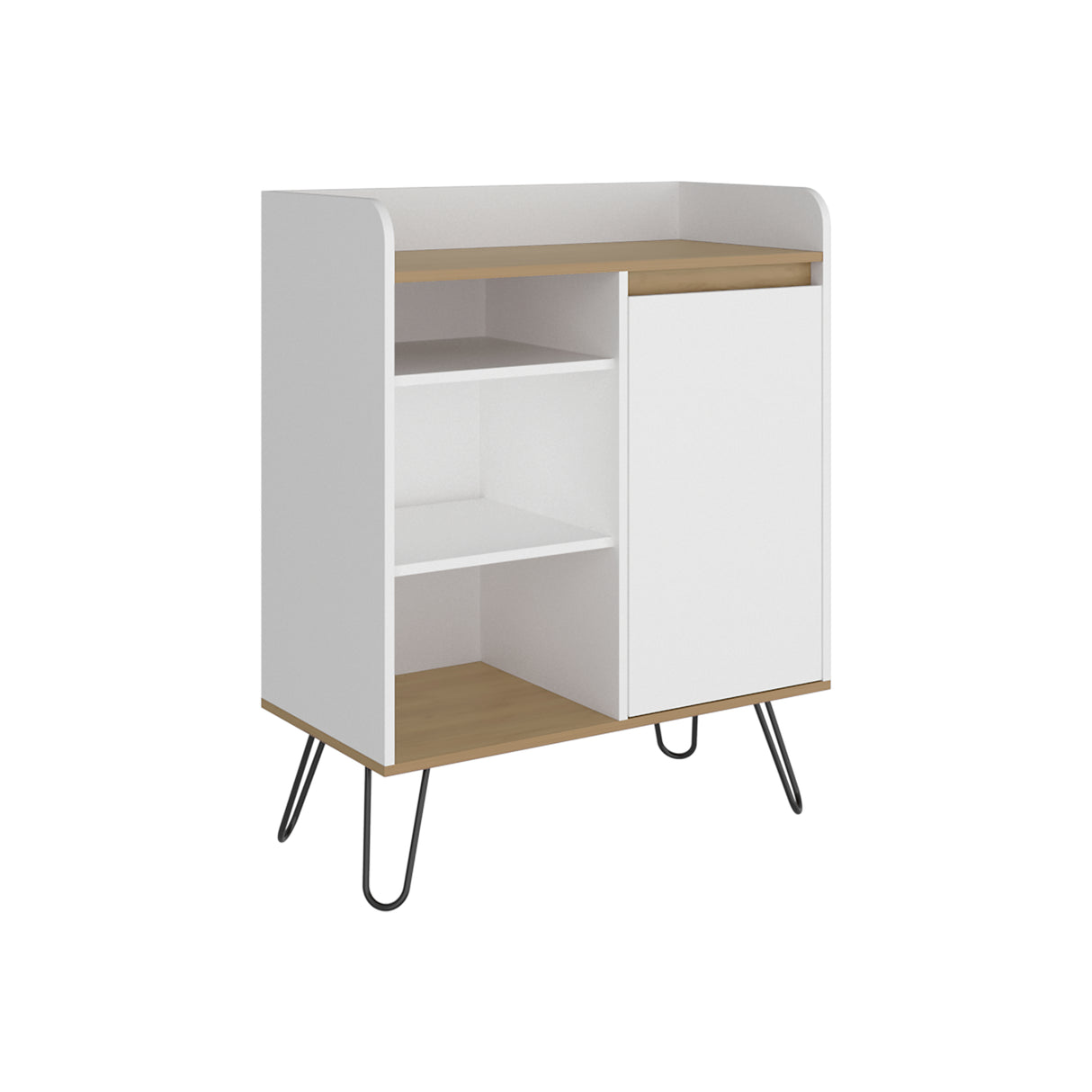 Estación de Café Espresso Fresno Europeo y Blanco 80x99.4cm con Tres Entrepaños y con Cinco Compartimientos - BARRAS Y MUEBLES AUXILIARES | Bylmo