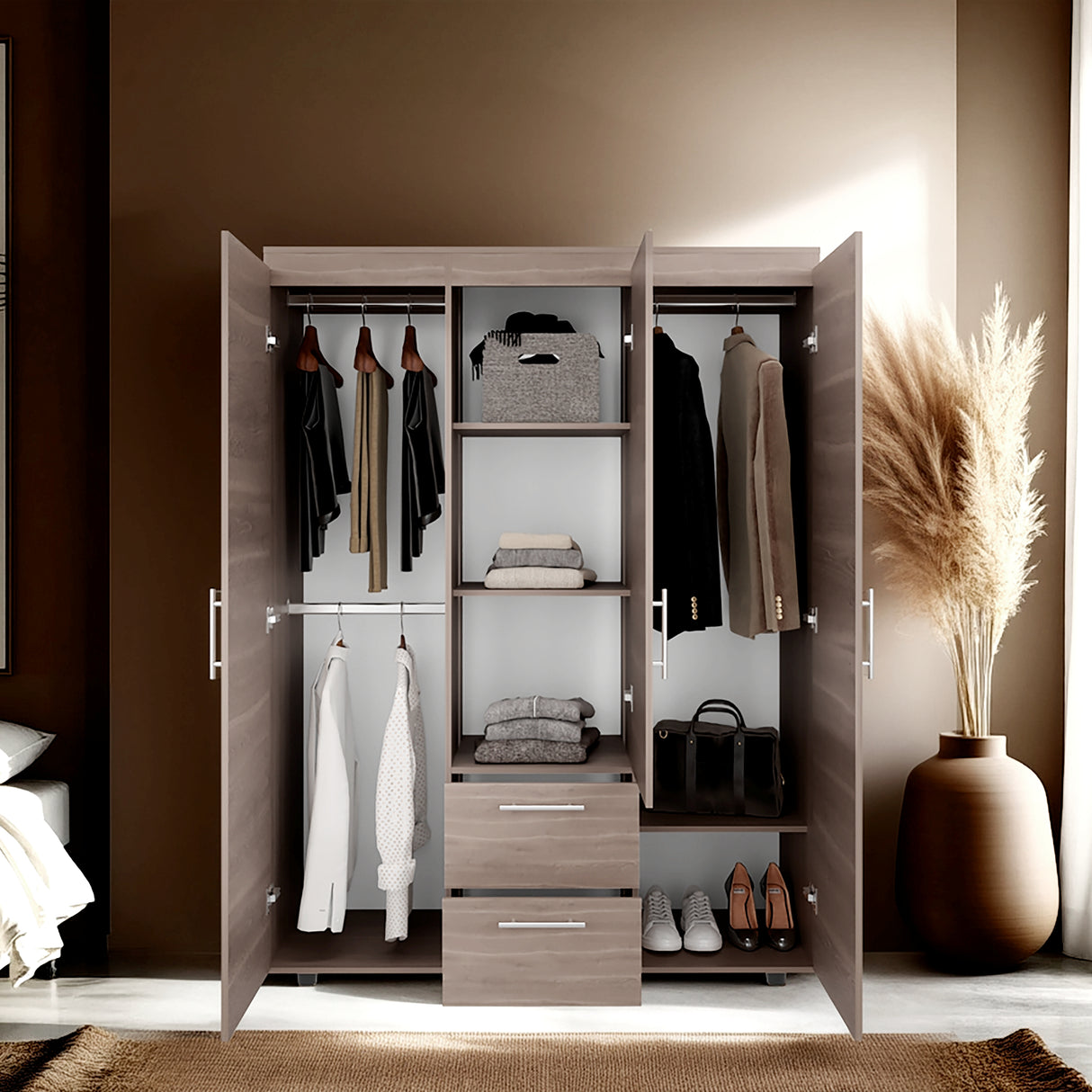 Closet Baru Lite Bardolino 135x180cm con Cinco Compartimientos y con Tres Puertas - CLOSETS | Bylmo