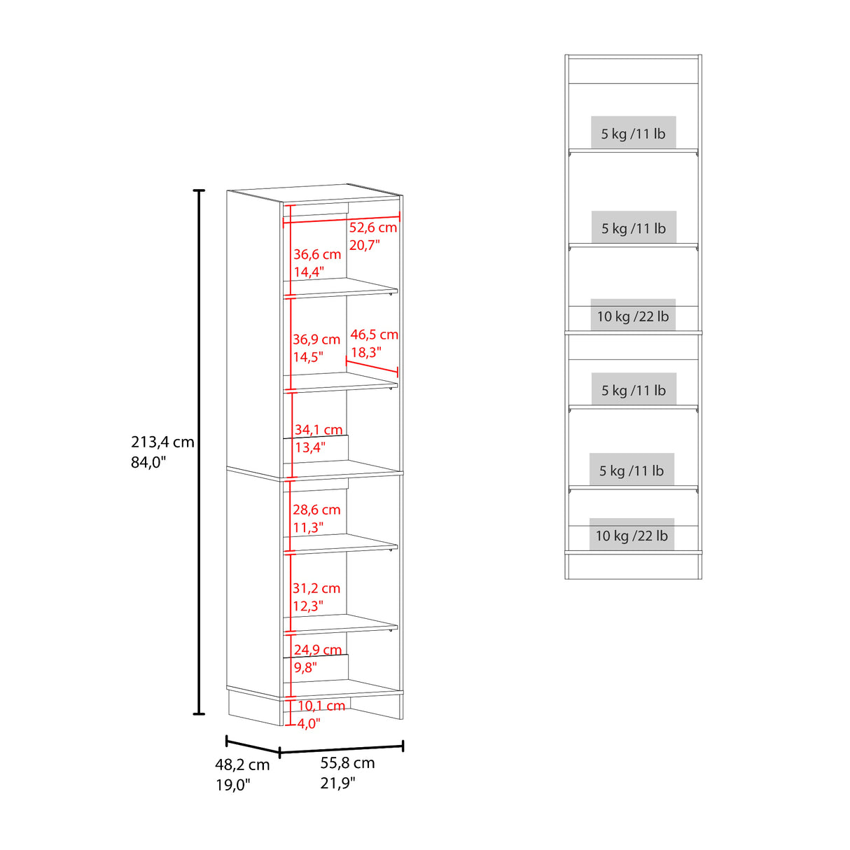 Closet Eco Kronos 55.8x213.4cm con Seis Compartimientos y sin Puertas - CLOSETS | Bylmo