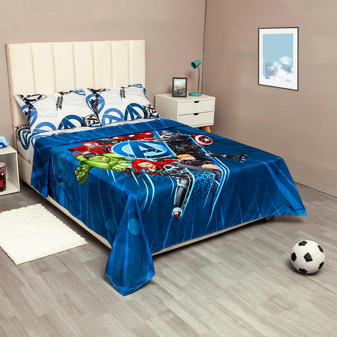 Juego de Sábanas Infantil Core Disney Azul Oscuro y Blanco para Cama Sencilla 100 X 190 Cm de Avengers - SABANAS | Bylmo