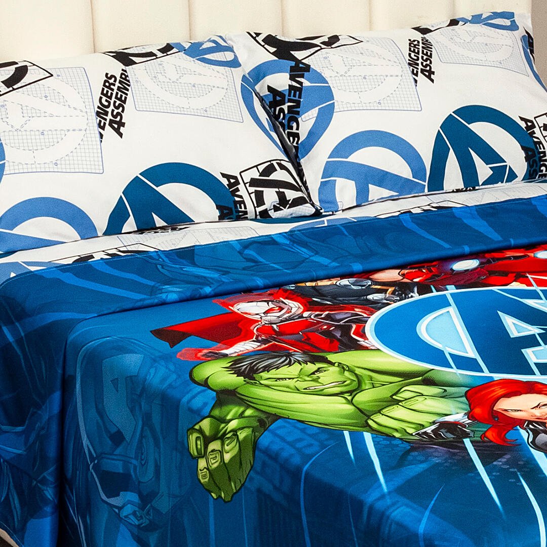Juego de Sábanas Infantil Core Disney Azul Oscuro y Blanco para Cama Sencilla 100 X 190 Cm de Avengers - SABANAS | Bylmo