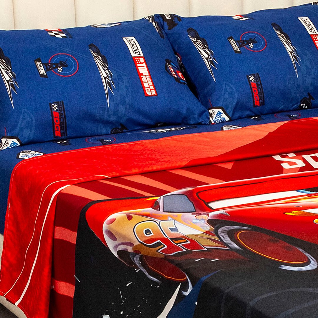 Juego de Sábanas Infantil Core Disney Negro y Rojo para Cama Doble 140 X 190 Cm de Rayo Mcqueen - SABANAS | Bylmo