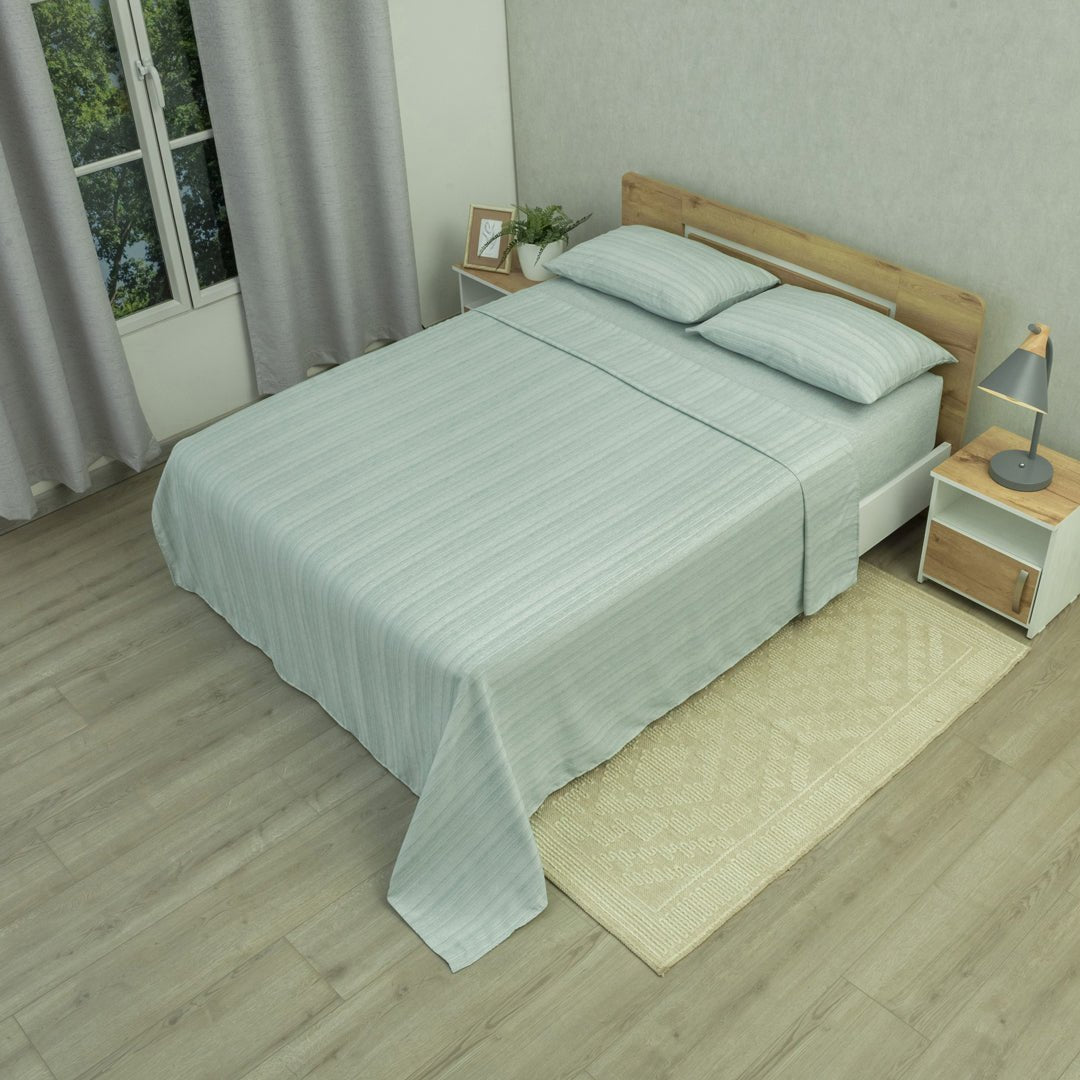 Juego de Sábanas Equilibrio Verde Esmeralda para Cama Doble 140 X 190 Cm Fondo Entero - SABANAS | Bylmo