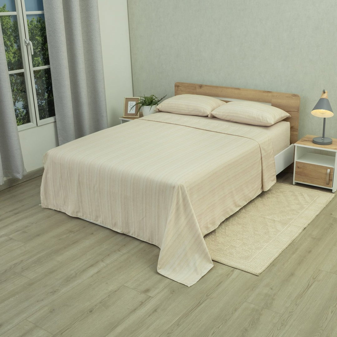 Juego de Sábanas Equilibrio Beige Claro para Cama King 200 X 200 Cm Fondo Entero - SABANAS | Bylmo