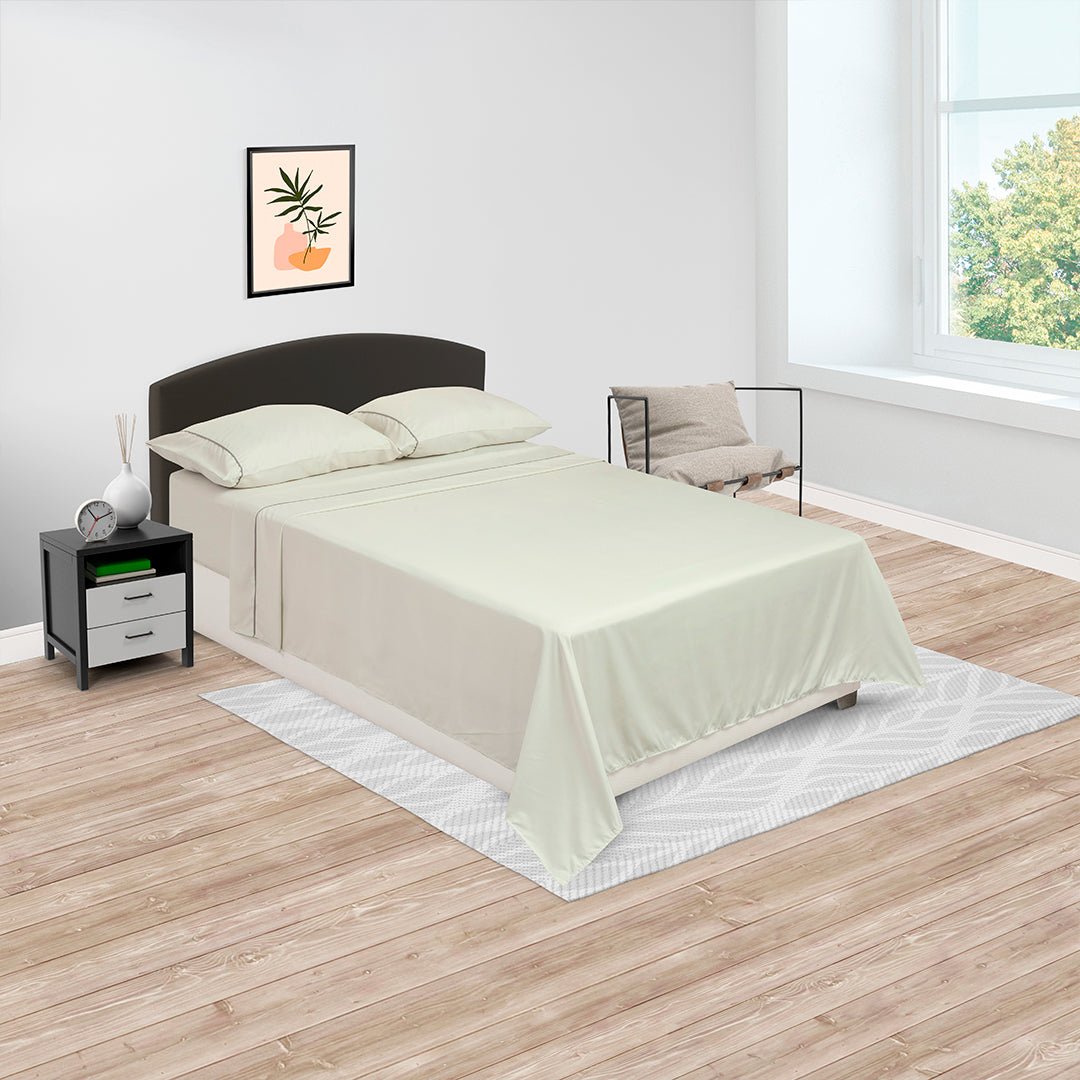 Juego de Sábanas Básicos Verde grisáceo para Cama Doble 140 X 190 Cm Fondo Entero - SABANAS | Bylmo
