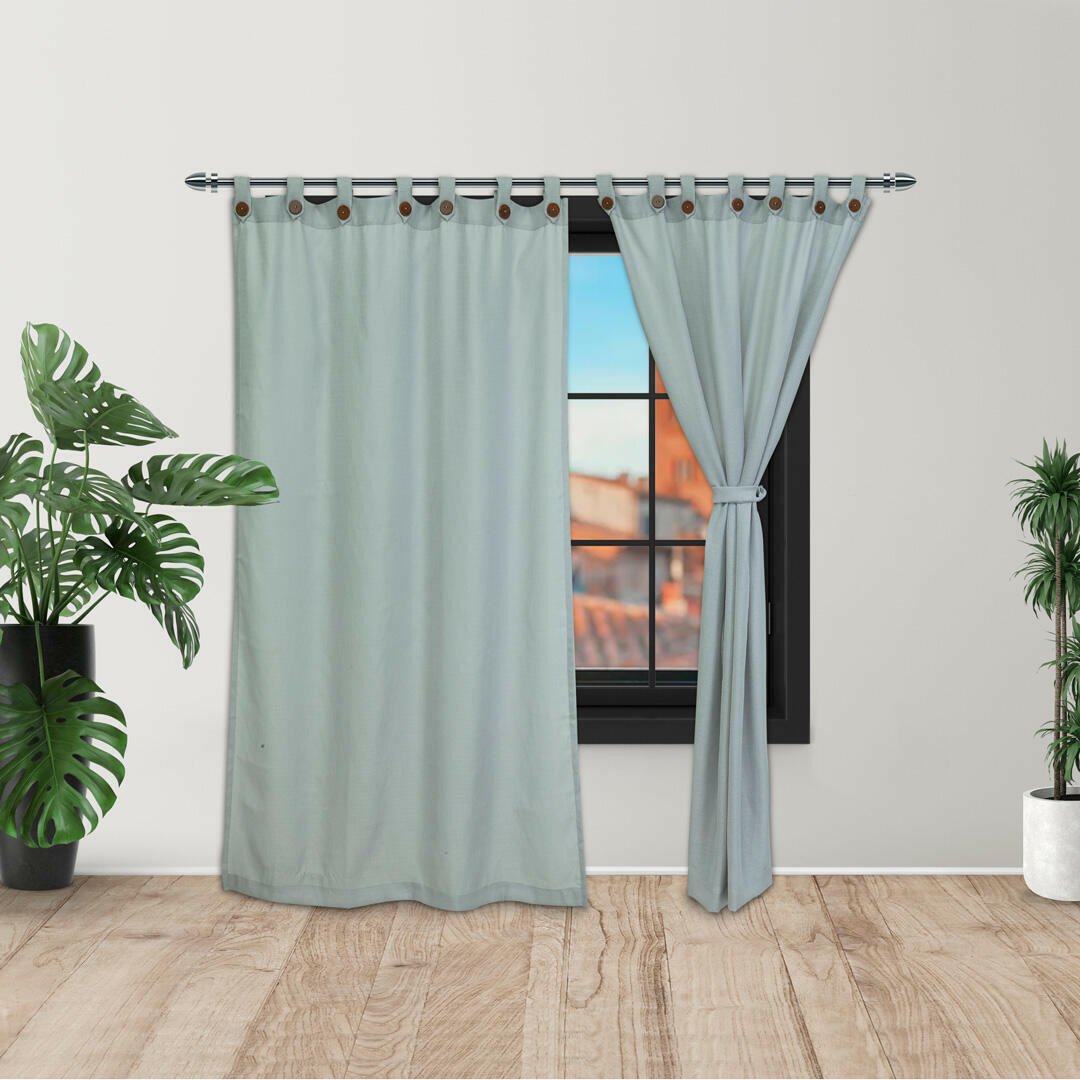 Cortina Ramia Ancestral Gris Azul 220x270cm Fondo Entero - CORTINAS TRADICIONALES | Bylmo