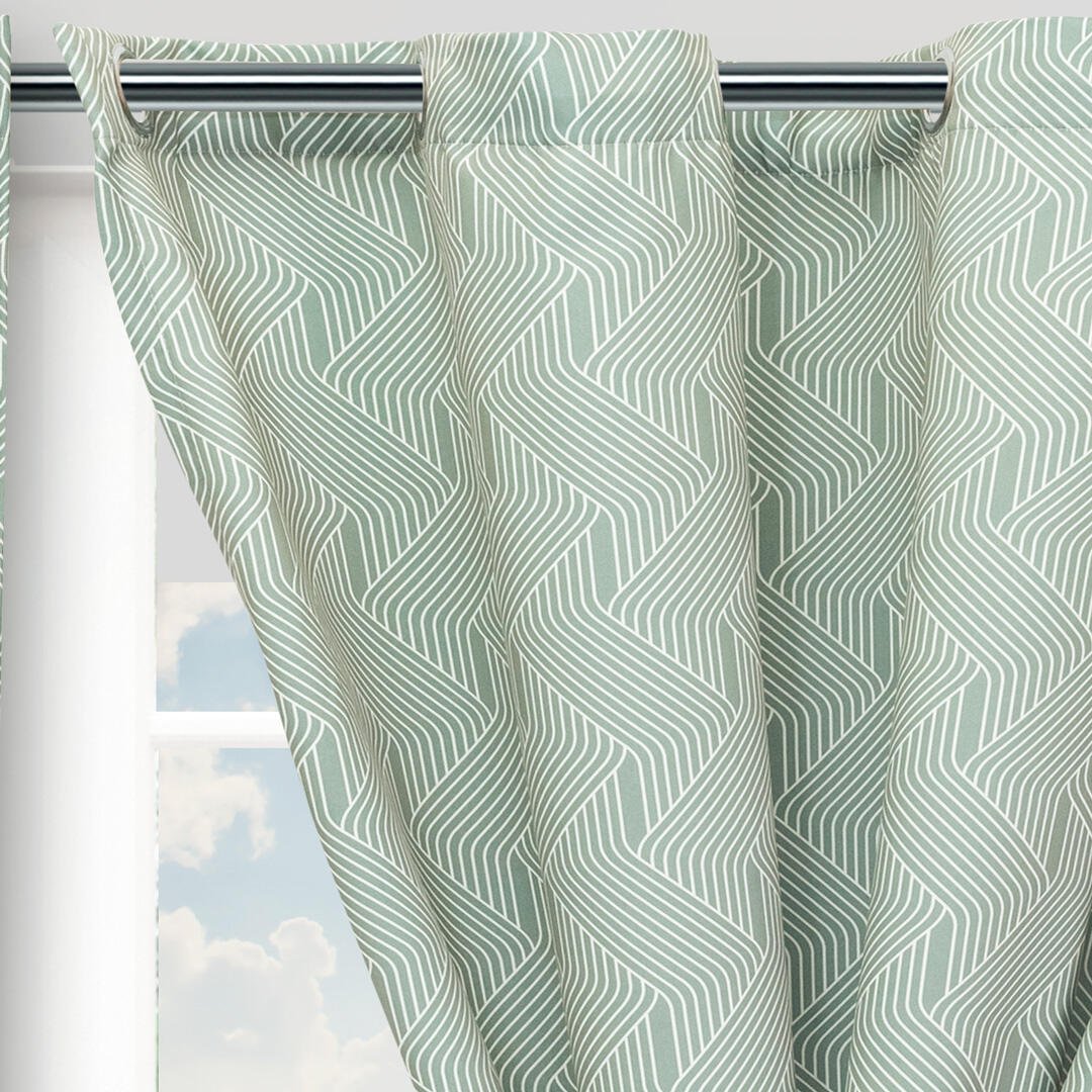 Cortina Cubista Verde 220x270cm de Figuras - CORTINAS TRADICIONALES | Bylmo