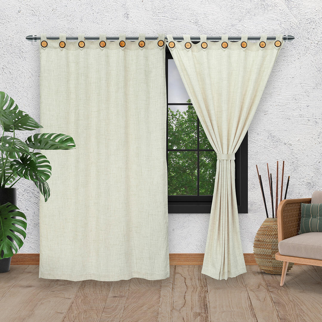 Cortina Arpillera Ancestral Beige 220x270cm de Figuras - CORTINAS TRADICIONALES | Bylmo