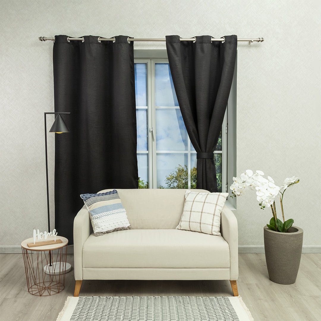 Cortina Blackout Baltica Negro 260x220cm Fondo Entero - BLACKOUTS | Bylmo