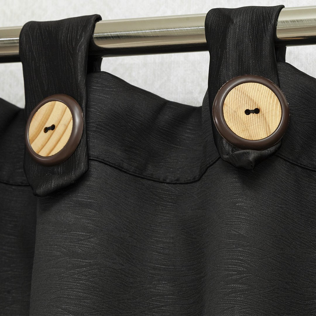 Cortina Blackout Baltica Negro 260x220cm Fondo Entero con Botones - BLACKOUTS | Bylmo