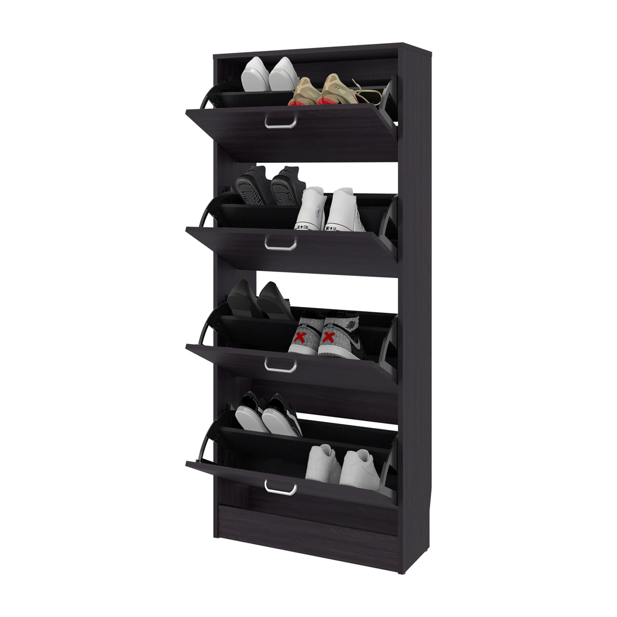 Zapatero Inola Wengue 63x175cm Vertical de Cuatro Niveles con Cuatro Puertas - ZAPATEROS | Bylmo