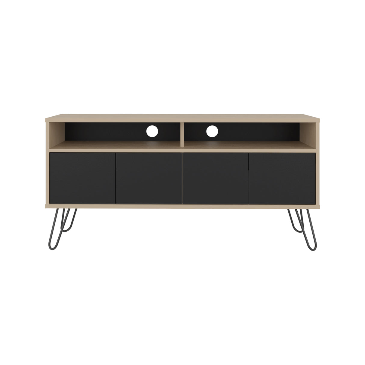 Rack de TV Vassel Cartagena y Wengue 123.5x60.6cm Para TV Hasta 55" Pulgadaas con Cuatro Compartimientos y con Ranura para Cables - MUEBLES DE TV | Bylmo