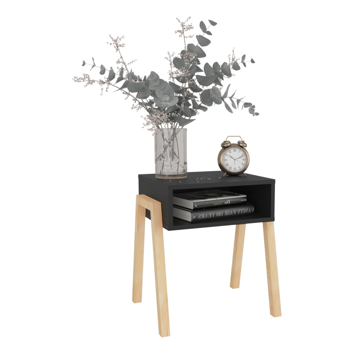 Mesa de Noche Pinetti Wengue 46x51cm con Dos Cajones y con Un Compartimiento - MESAS DE NOCHE | Bylmo